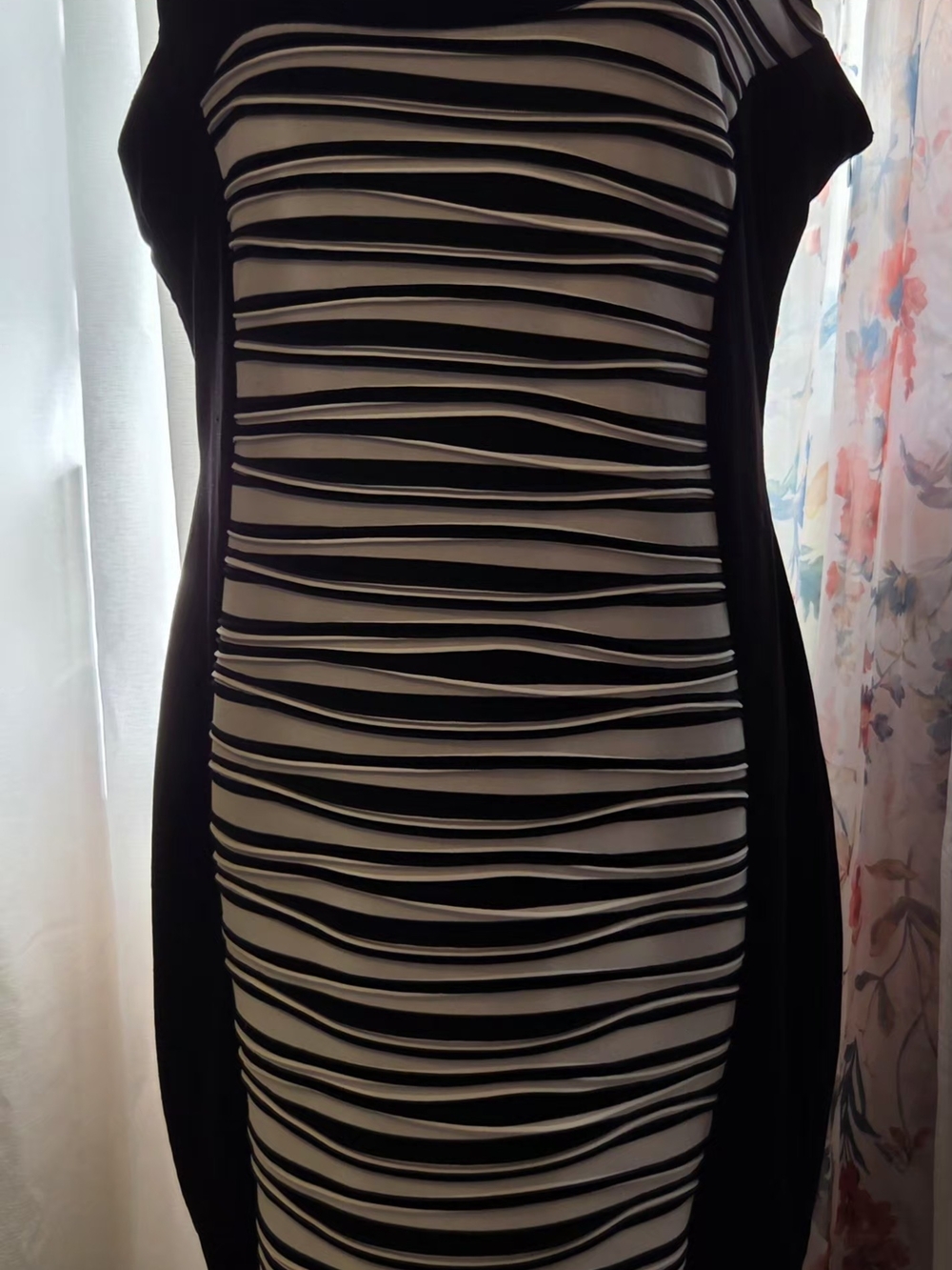 Frank Lyman Black and White Striped Sheath Dress